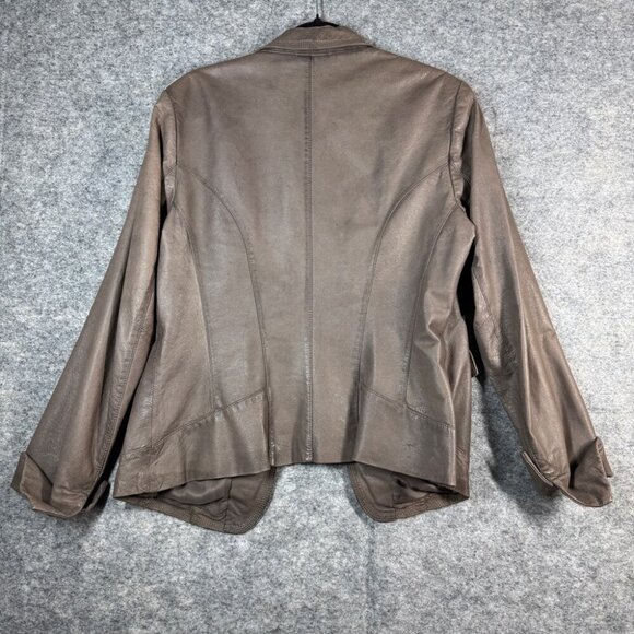 DANIER Women's Tan Leather Jacket - Picture 9 of 14